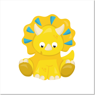 Cute Dinosaur, Baby Dinosaur, Dino, Triceratops Posters and Art